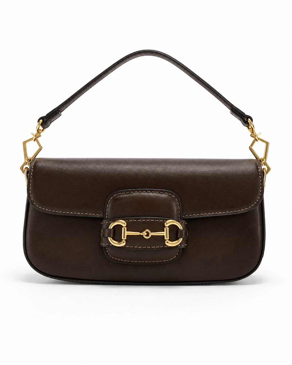 Gucci Horsebit Leather Shoulder Bag – Brown – Pre-Owned