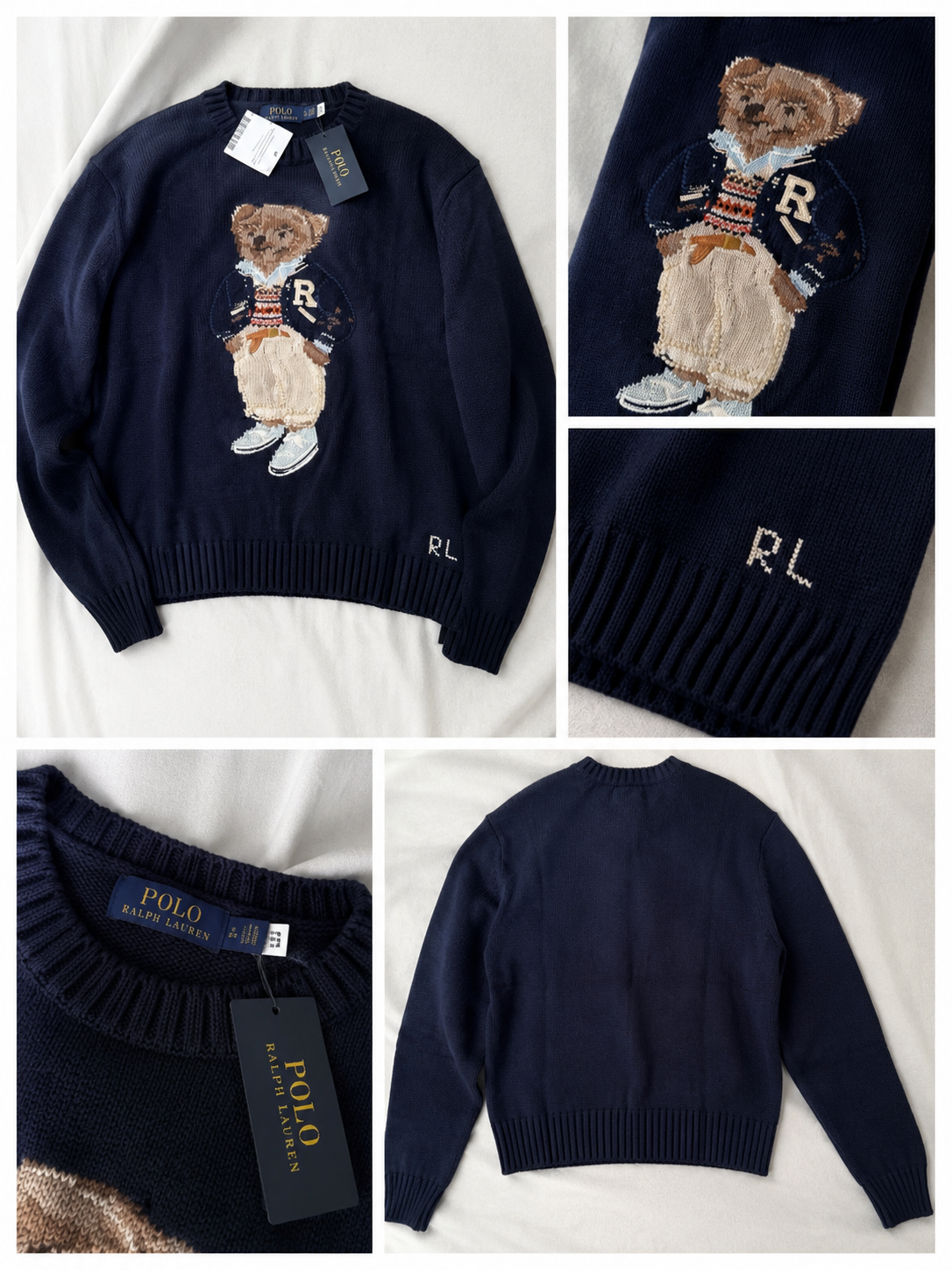 Women’s Polo Ralph Lauren Polo Bear Wool Sweater – Navy Blue – Sizes S, M, L – New With Tags