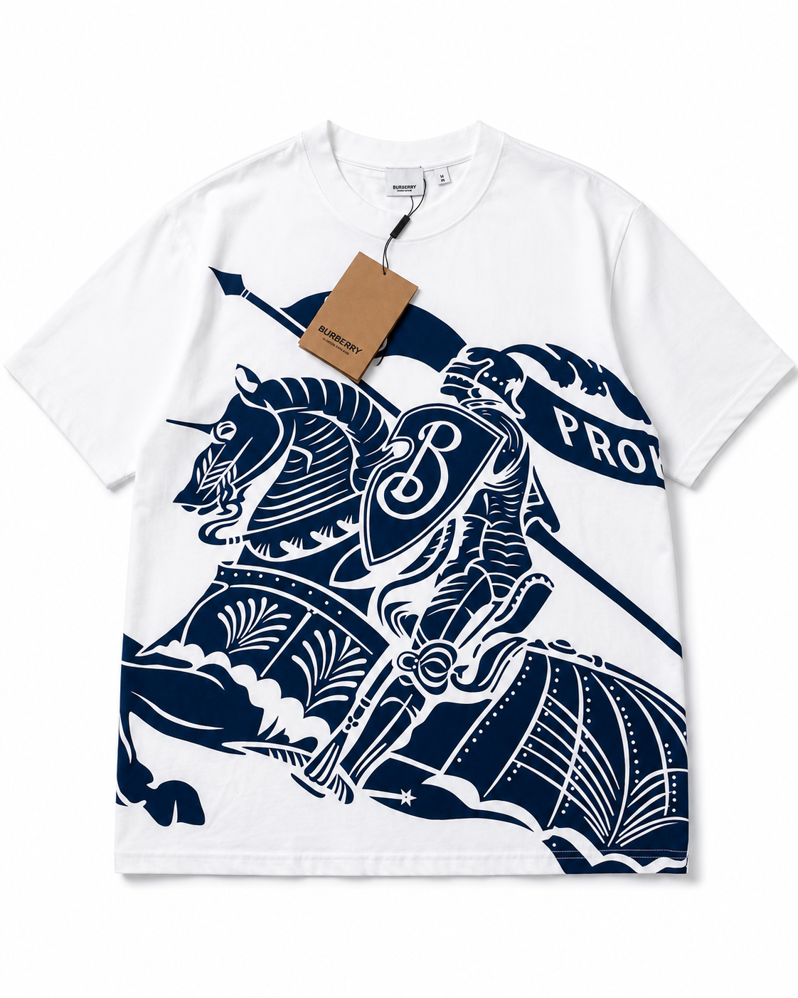 Burberry Graphic T-Shirt – White & Navy – Size M – New With Tags
