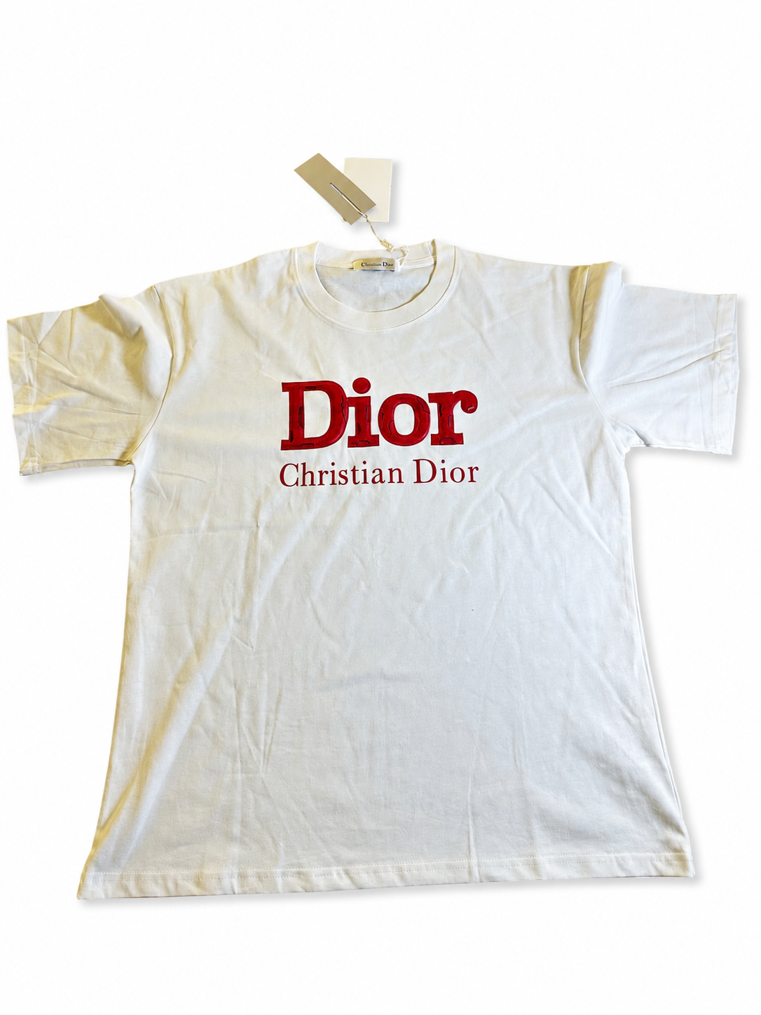 Dior Men’s Logo T-Shirt – White & Red – Sizes M & L – New With Tags