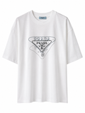 Prada White Oversized Logo Graphic T-Shirt – Size M