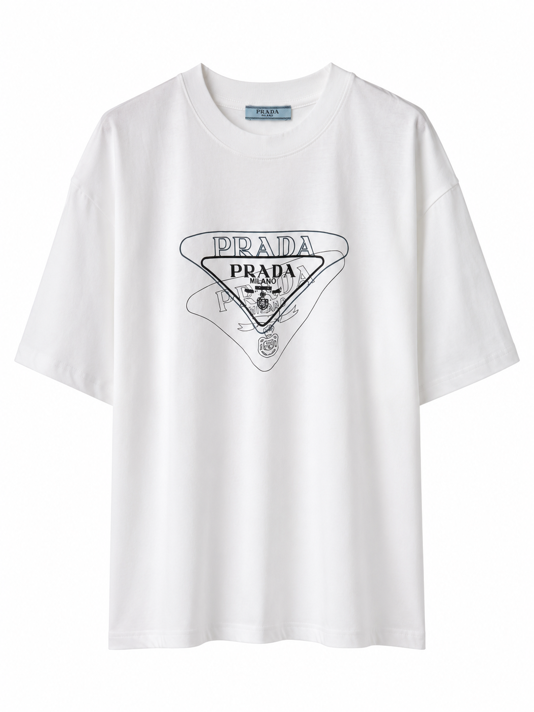 Prada White Oversized Logo Graphic T-Shirt – Size M