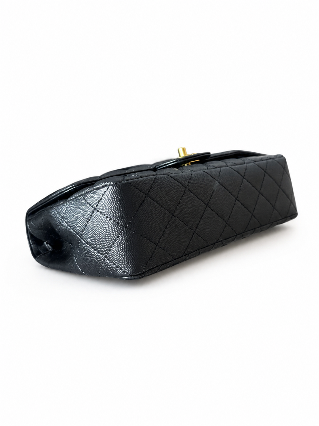 Chanel Quilted Flap Shoulder Bag – Black Caviar Leather with Gold-Tone Hardware – Pre-Owned