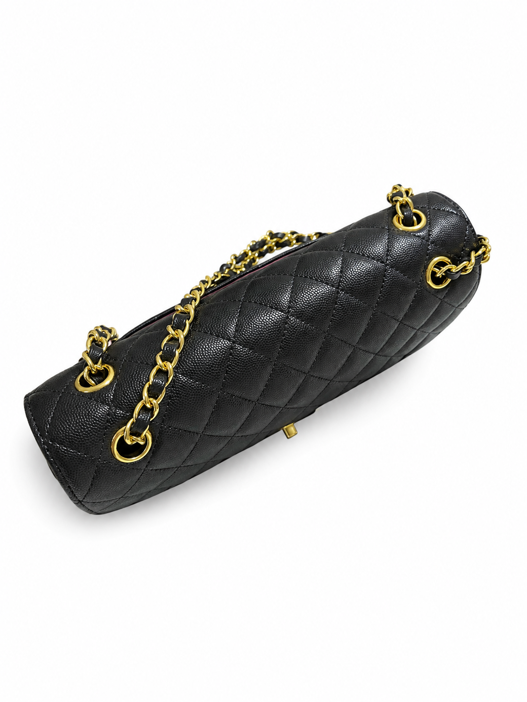 Chanel Quilted Flap Shoulder Bag – Black Caviar Leather with Gold-Tone Hardware – Pre-Owned