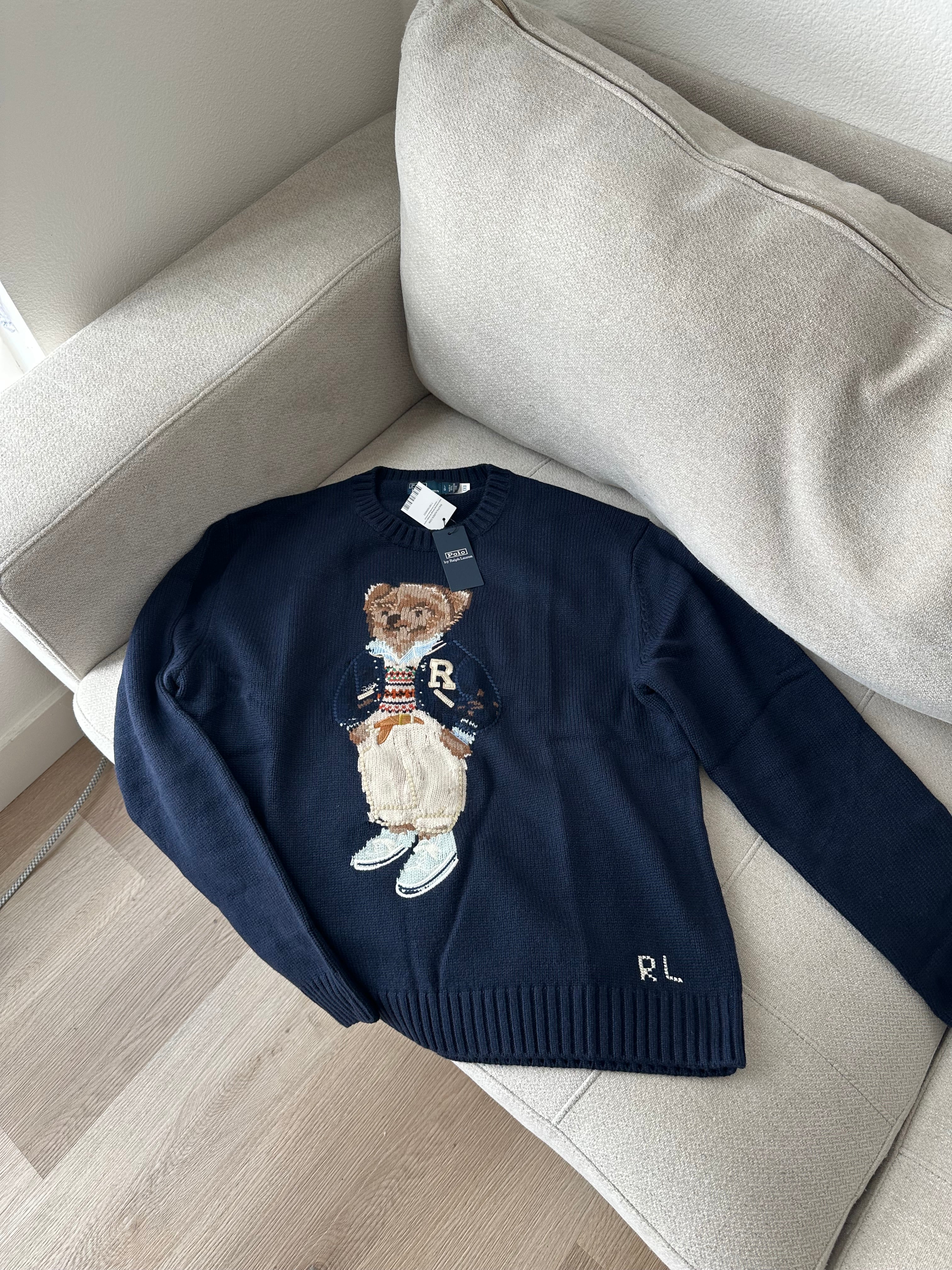 Women’s Polo Ralph Lauren Polo Bear Wool Sweater – Navy Blue – Sizes S, M, L – New With Tags
