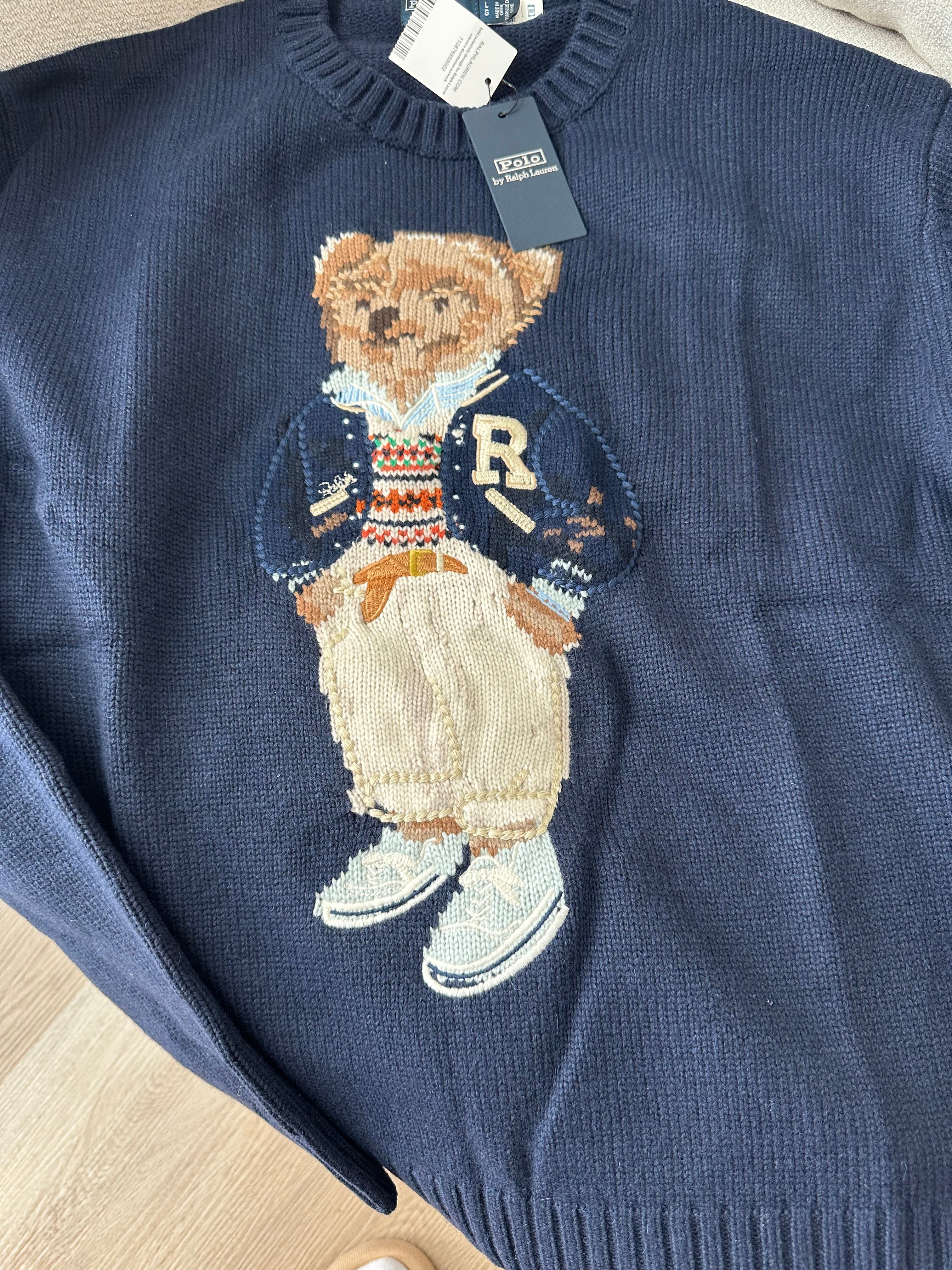 Women’s Polo Ralph Lauren Polo Bear Wool Sweater – Navy Blue – Sizes S, M, L – New With Tags